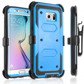 Samsung Galaxy S6 Case, [SUPER GUARD] Dual Layer Protection With [Built-in Screen Protector] Holster Locking Belt Clip+Circle(TM) Stylus Touch Screen Pen (Blue)